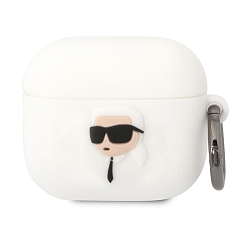 Кобура CG Mobile Lagerfeld Silicone Case With Ring для Apple AirPods 3 силикон, "NFT 3D Karl" белый