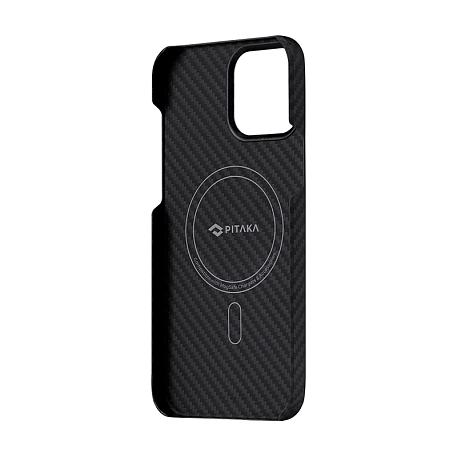 Клип-кейс (накладка) Pitaka MagEZ Case 2 для Apple iPhone 13 Pro Max кевлар (арамид), чёрно-серый (полоска) - 3