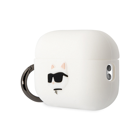 Кобура CG Mobile Lagerfeld Silicone Case With Ring для Apple AirPods Pro 2 силикон, "NFT 3D Choupette" белый - 3