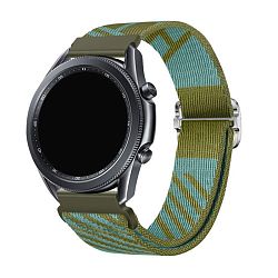 Ремешок для Samsung Watch 20mm нейлон зелёный с голубым