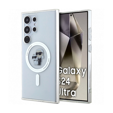 Клип-кейс (накладка) CG Mobile Lagerfeld Karl MagSafe для Samsung Galaxy S24 Ultra поликарбонат, силикон, "NFT 3D Karl and Choupette" прозрачный - 3