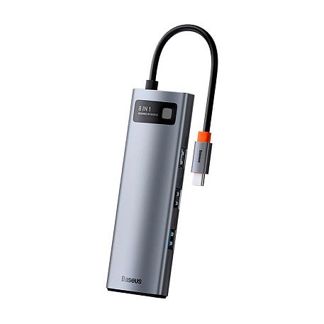 Адаптер-разветвитель для компьютера Baseus Metal Gleam Series/Starjoy (USB3.0+HDMI+PD+RJ45+SD/TF) (8в1) серый - 2