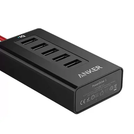 Автомобильное зарядное устройство Anker 5-Port USB PowerDrive 5 50 Вт (Уценка) чёрный (отличное состояние, выцвела и пожелтела упаковка) - 2