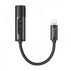 Адаптер-переходник Hoco LS6 (Lightning to 3.5mm mini Jack + Lightning), чёрный