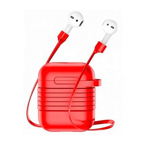 Кобура Baseus Silicone для Apple AirPods 2018 / 2019 силикон, красный - 4