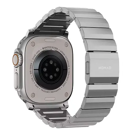 Блочный браслет Nomad Titanium Band для Apple Watch 44 / 45 / 46 / 49mm титан, сталь серебристый - 2