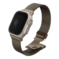 Миланский сетчатый браслет UNIQ Dante Pro для Apple Watch 44 / 45 / 46 / 49mm сталь золотой