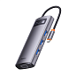 Адаптер-разветвитель для компьютера Baseus Metal Gleam Series/Starjoy(HDMI*1+USB3.0*3+PD*1+VGA*1+RJ45*1) (7в1) серый - 3