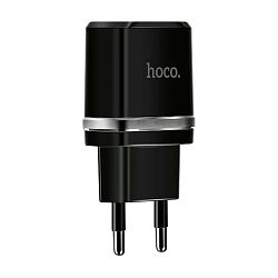 Сетевое зарядное устройство + кабель Lightning Hoco C12A 12 Вт, чёрный