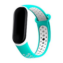 Спортивный ремешок Nike для Mi Band 5 / 6 / 7 силикон бирюзовый с белым