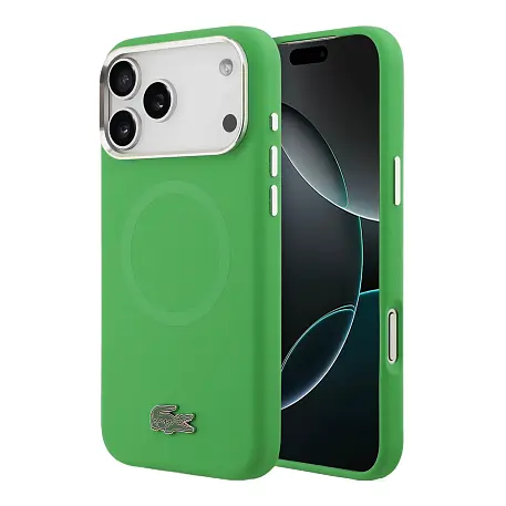 Клип-кейс (накладка) CG Mobile Lacoste Liquid Silicone Magsafe для Apple iPhone 17 Pro силикон, зелёный - 2