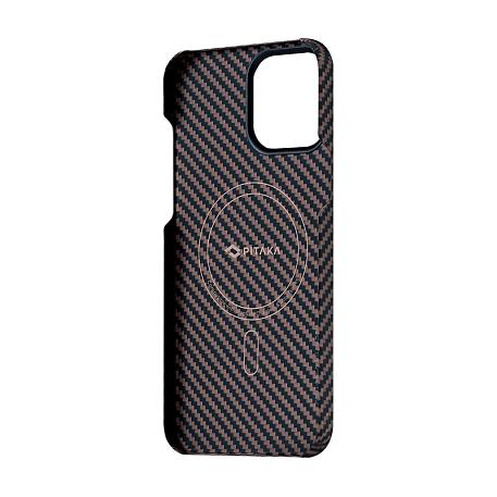 Клип-кейс (накладка) Pitaka MagEZ Case 2 для Apple iPhone 13 Pro Max кевлар (арамид), чёрно-коричневый (полоска) - 3