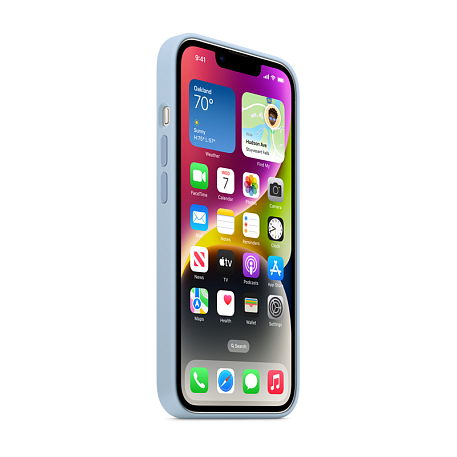 Клип-кейс (накладка) Silicone Case MagSafe для Apple iPhone 14 силикон, голубой - 2