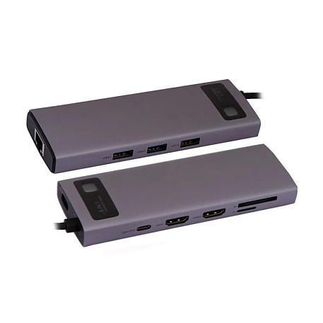 Адаптер-разветвитель для компьютера Baseus Metal Gleam Series/Starjoy (USB3.0+USB2.0+HDMI+PD+RJ45+SD/TF) (9в1) серый - 3