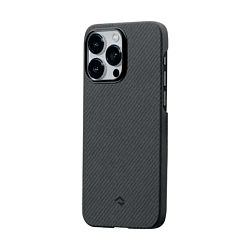 Клип-кейс (накладка) Pitaka MagEZ Case 3 для Apple iPhone 14 Pro Max кевлар (арамид), чёрно-серый (узкая полоска)