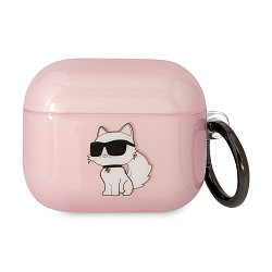 Кобура CG Mobile Lagerfeld TPU With Ring для Apple AirPods 3 силикон, "NFT 3D Choupette" розовый