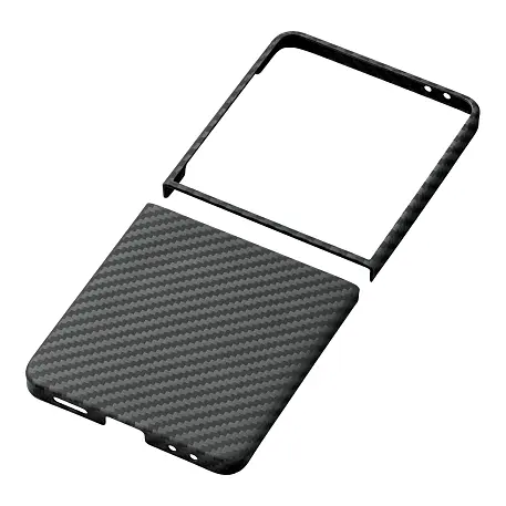 Клип-кейс (накладка) uBear Supreme Mag Case для Samsung Galaxy Z Flip 7 кевлар (арамид), чёрно-серый (полоска) - 2