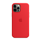 Клип-кейс (накладка) Apple Silicone Case MagSafe для Apple iPhone 12 Pro Max (Уценка) Red (хорошее состояние, полоса возле блока камеры)