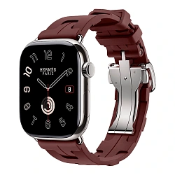 Умные часы Apple Watch Hermes Series 11 46mm GPS + Cellular Silver Titanium Case Bordeaux Single Tour Deployment Buckle Kilim Strap