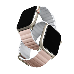 Магнитный браслет UNIQ Revix для Apple Watch 42 / 44 / 45 / 49mm силикон пудрово-белый