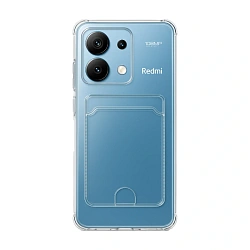 Клип-кейс (накладка) с визитницей для Xiaomi Redmi Note 13 4G силикон, прозрачный