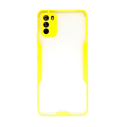 Клип-кейс (накладка) Bubble для Xiaomi Poco M3  пластик, прозрачный с жёлтой рамкой