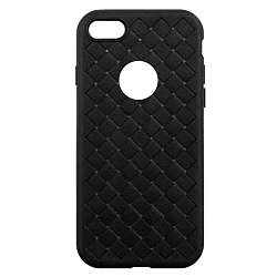 Клип-кейс (накладка) для Apple iPhone 7 / 8 / SE 2020 / 2022 силикон, чёрный плетёный с вырезом