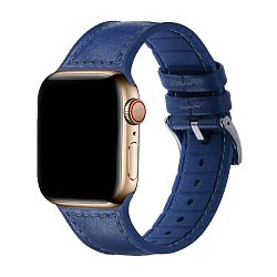 Ремешок для Apple Watch 44 / 45 / 46 / 49mm кожа тёмно-синий