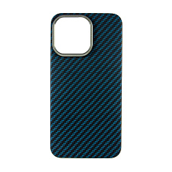 Клип-кейс (накладка) K-DOO Kevlar для Apple iPhone 13 Pro кевлар, чёрно-синий (полоска)