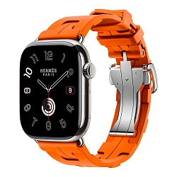 Умные часы Apple Watch Hermes Series 11 46mm GPS + Cellular Silver Titanium Case Orange Single Tour Deployment Buckle Kilim Strap