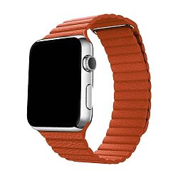 Магнитный ремешок для Apple Watch 44 / 45 / 46 / 49mm искусственная кожа оранжевый