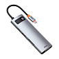 Адаптер-разветвитель для компьютера Baseus Metal Gleam Series/Starjoy (USB3.0+HDMI+PD+RJ45+SD/TF) (8в1) серый - 3