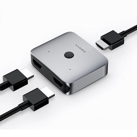 Адаптер-переходник Xiaomi HAGiBiS HDMI Distribution Switcher (HDMI to HDMI x2), серый - 3