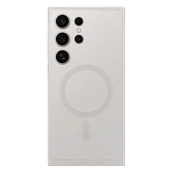Клип-кейс (накладка) Clear Frame MagSafe для Samsung Galaxy S24 Ultra пластик, силикон, прозрачный с серой рамкой