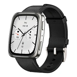 Умные часы Xiaomi Amazfit Active 2 (Square) Premium Version серебристый (чёрный ремешок)