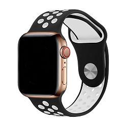 Спортивный ремешок Nike для Apple Watch 44 / 45 / 46 / 49mm фторэластомер чёрный с белым