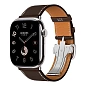 Умные часы Apple Watch Hermes Series 11 46mm GPS + Cellular Silver Titanium Case Ebene Single Tour Deployment Buckle Strap (with Orange Hermès Sport band)