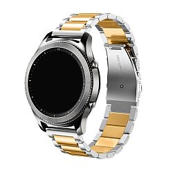 Браслет для Samsung Watch 22mm сталь серебро с золотом