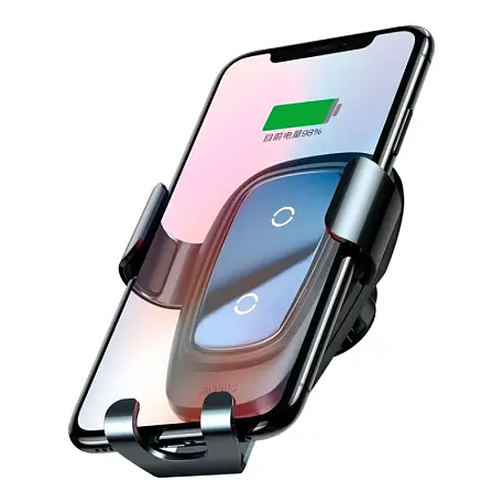 Автомобильный держатель Baseus Air Outlet Version 10W с беспроводной зарядкой (зажим) (Уценка) чёрный (отличное состояние, выцвела упаковка) - 4