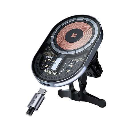 Автомобильный держатель магнитный Mcdodo Magnetic Wireless Charging Car Mount CH-234 с беспроводной зарядкой (клеящаяся платформа, зажим) - 3