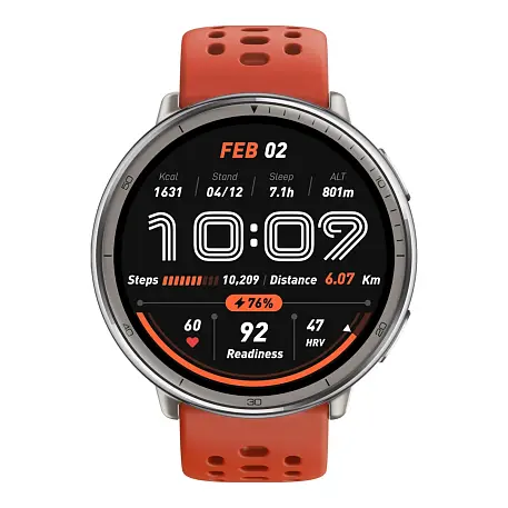 Умные часы Xiaomi Amazfit Active 2 (Round) Standard Edition серебристый (красный ремешок) - 2