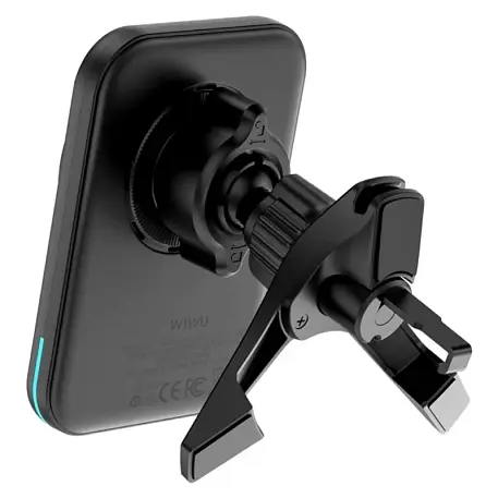 Автомобильный держатель магнитный WIWU QI2.0 MAGO Wireless Charger с беспроводной зарядкой (зажим) чёрный - 2