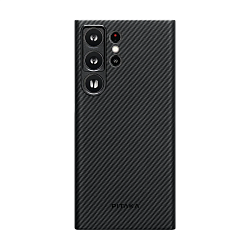Клип-кейс (накладка) Pitaka MagEZ Case 3 для Samsung Galaxy S23 Ultra кевлар (арамид), чёрно-серый (узкая полоска)
