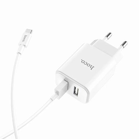 Сетевое зарядное устройство + кабель Micro Hoco C62A 10 Вт, белый - 3