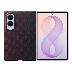Клип-кейс (накладка) Samsung Carbon Magnet Case для Samsung Galaxy Z Fold8  арамидное волкно, алюминий, поликарбонат, тёмно-бордовый