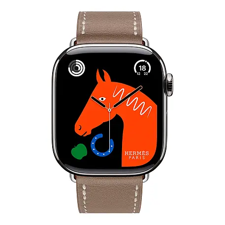 Умные часы Apple Watch Hermes Series 11 42mm GPS + Cellular Silver Titanium Case Etoupe Single Tour Strap (with Orange Hermès Sport band) - 2