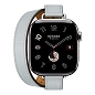 Умные часы Apple Watch Hermes Series 11 42mm GPS + Cellular Silver Titanium Case Bleu Glacier Double Tour Attelage Strap (with Orange Hermès Sport band) - 2