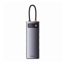 Адаптер-разветвитель для компьютера Baseus Metal Gleam Series/Starjoy (USB3.0+HDMI+PD+SD/TF) (8в1) серый