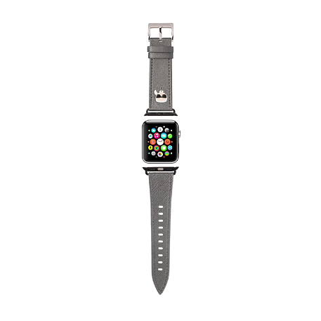 Ремешок CG Mobile Lagerfeld PU Saffiano Karl head для Apple Watch 38 / 40 / 41 / 42mm искусственная кожа серебристый - 2