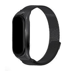 Браслет Миланский сетчатый для Mi Band 5 / 6 сталь чёрный